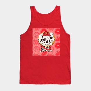 Firefighter firefighter dog with donut in red Tank Top